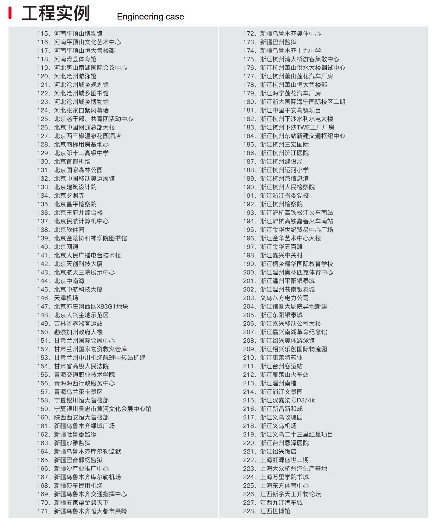工程案例一览表