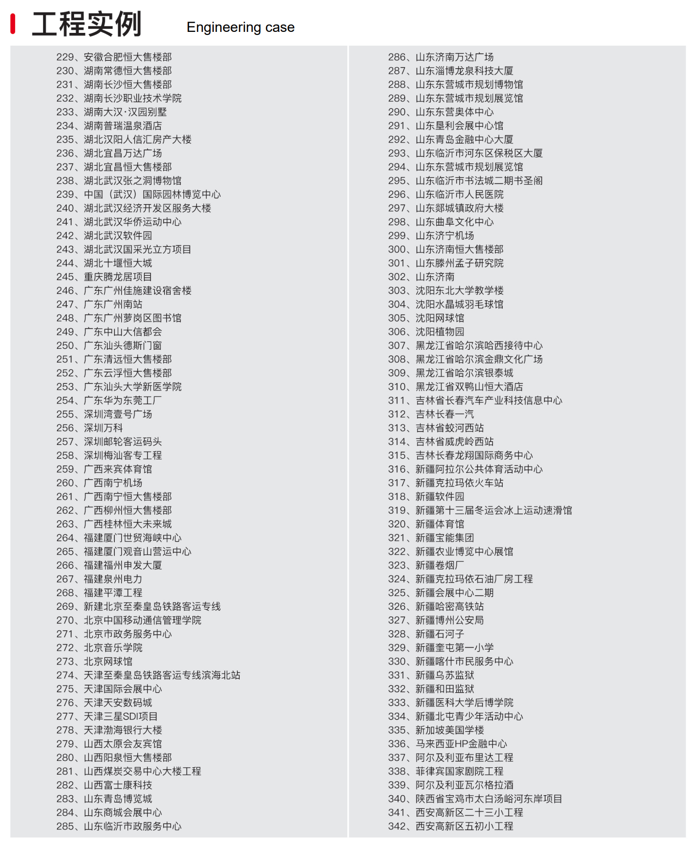 工程案例一览表